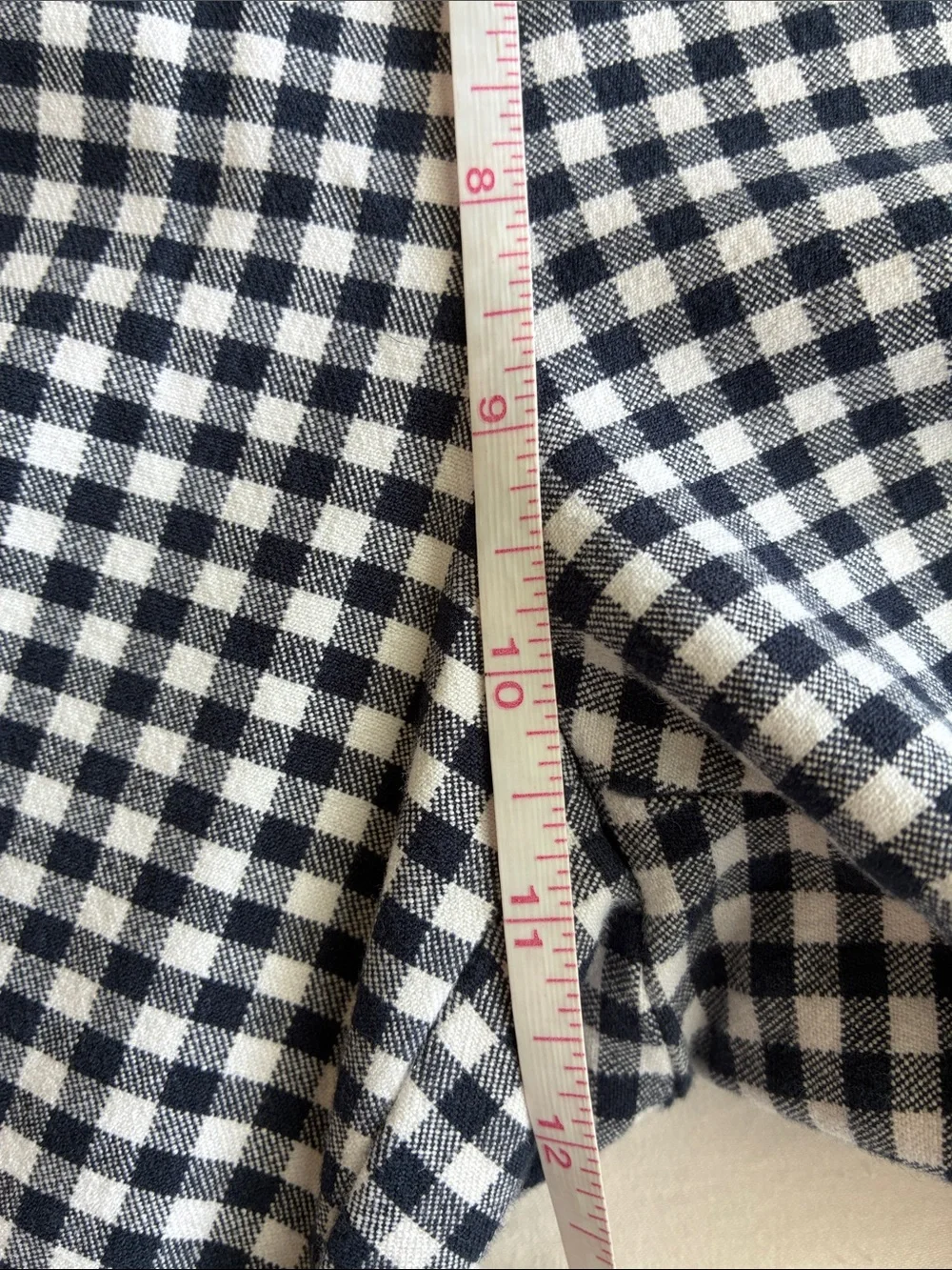 J Crew Cameron Bi-Stretch Cotton Gingham Pants in Blue and White, Size 10